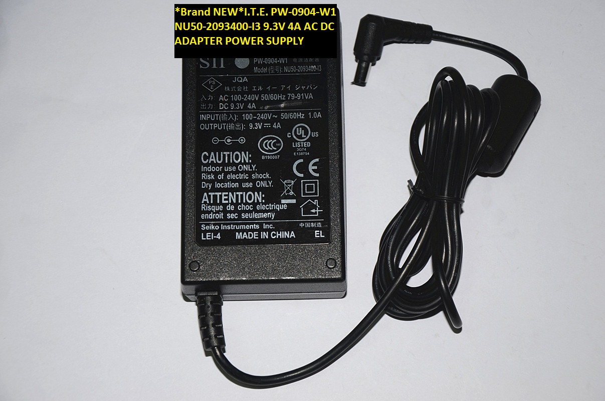 *Brand NEW*I.T.E.NU50-2093400-I3 PW-0904-W1 9.3V 4A AC DC ADAPTER POWER SUPPLY
